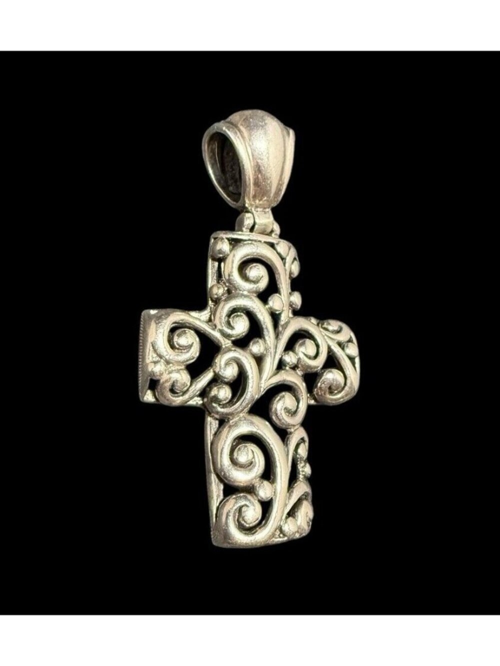 SX 925 Thailand Cross Pendant Scrollwork Filigree Sally C Treasures